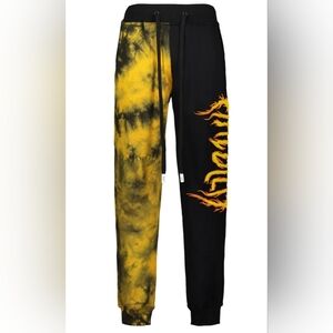 Haculla Flames Knit Joggers Sweats Black Orange Men's Size Medium